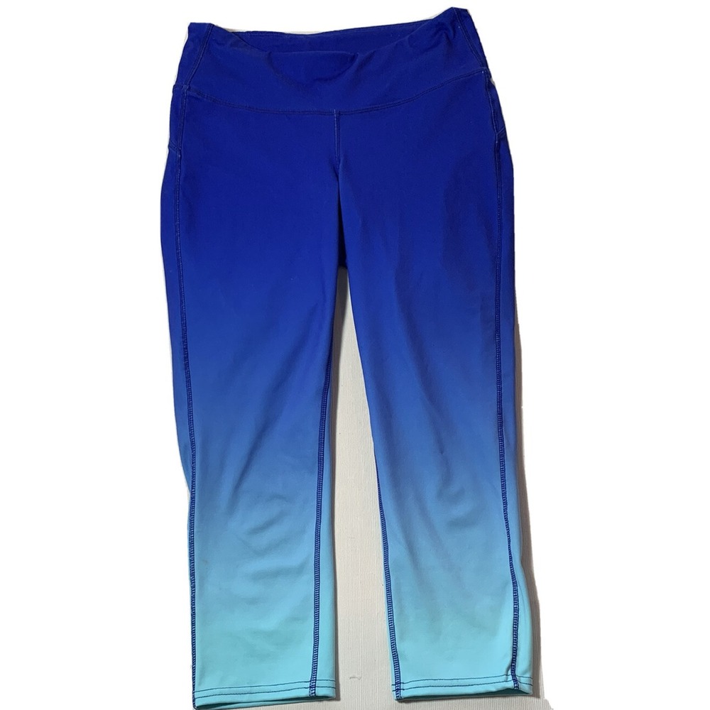 Gap GAPFIT GFAST  BLUE OMBRE LEGGINGS CROP CROPPED CAPRI SIZE Small YOGA‎ RUN
